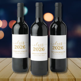 Gold Schrift Klasse 2026 Abschlussfeier Weinetikett