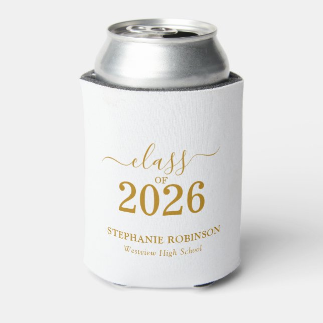 Gold Schrift Klasse 2026 Moderne Abschlussfeier Dosenkühler (Kanne Rückseite)