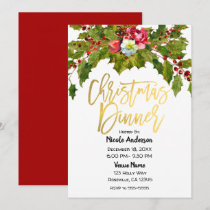 Gold Schrift Moderne Weihnachts-Dinner-Feierparty Einladung