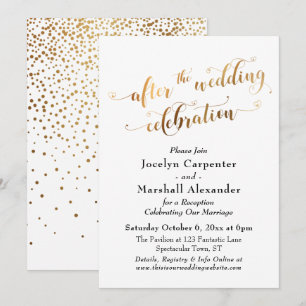 Gold Schrift Nach der Hochzeitsfeier Konfetti Einladung