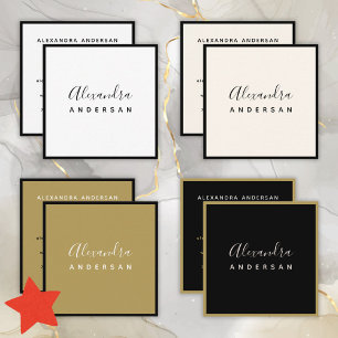 Gold Schrift Name Visagist Stylist Quadratische Visitenkarte