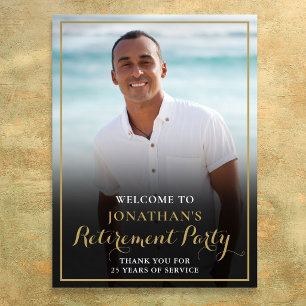 Gold Schrift Ruhestandsparty Foto Willkommensschil Poster