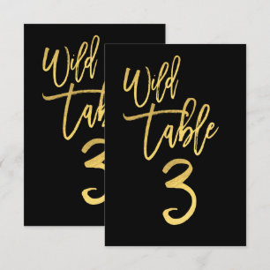 Gold Schrift Wild Birthday Party Tischnummer 3