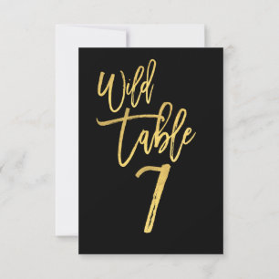 Gold Schrift Wild Geburtstag Party Tisch Nummer 7 Einladung