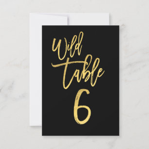 Gold Schrift Wilde Geburtstagsparty Tisch Nummer 6 Einladung