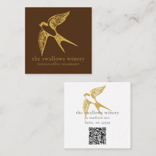 Gold Schwänze QR Code Brown Square Biz Card Quadratische Visitenkarte