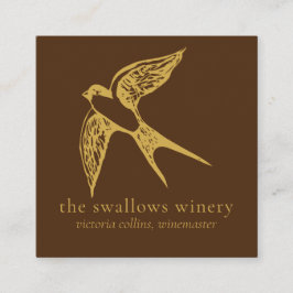 Gold Schwänze QR Code Brown Square Biz Card Quadratische Visitenkarte