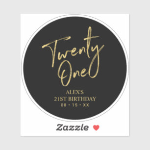 Gold & Schwarz 21. Geburtstagsfeier Gefallen-Danke Aufkleber