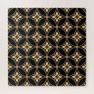 Gold & Schwarz: Abstrakte florale Vintage Puzzle