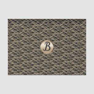 Gold Schwarz Abstrakter Glamour Glam Monogramm Par Seidenpapier
