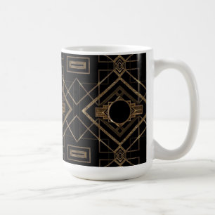 Gold, Schwarz, Art Deco, metallisch, Muster, Vinta Tasse