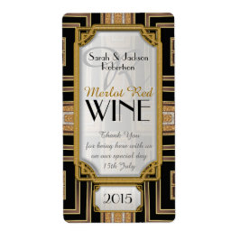 Gold+Schwarz Art Deco Vintage Weinflaschen