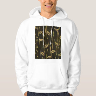 Gold & Schwarz: Blätter 3D Textur. Hoodie