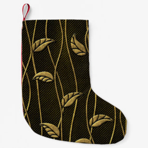 Gold & Schwarz: Blätter 3D Textur. Kleiner Weihnachtsstrumpf