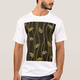 Gold & Schwarz: Blätter 3D Textur. T-Shirt