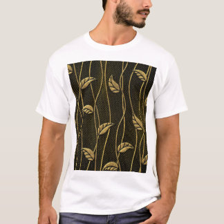 Gold & Schwarz: Blätter 3D Textur. T-Shirt