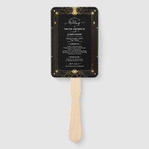 Gold Schwarz Deco Glam Roaring Twenties Hochzeitsp Fächer