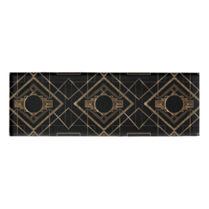 Gold, Schwarz, Deko, metallisch, Muster, Vintag, c Namenschild