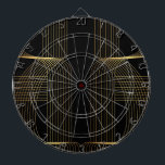 Gold, Schwarz, elegant, cool, einzigartig trendige Dartscheibe<br><div class="desc">Coole, einzigartige, trendige, urbane abstrakte Illustrationskunst aus kurvigen, dünnen Linien in Schwarz und Gold. Dekoratives, elegantes, stilvolles Grafikdesign.</div>