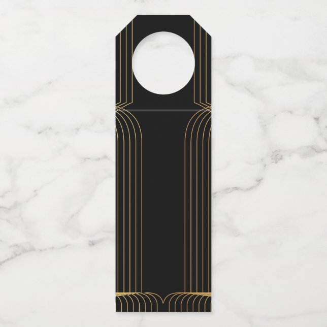 Gold, Schwarz, elegant, cool, einzigartig trendige Flaschenanhänger (Vorderseite)