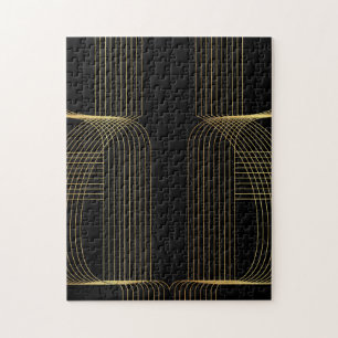 Gold, Schwarz, elegant, cool, einzigartig trendige Puzzle