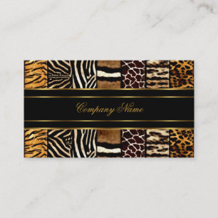 Gold Schwarz Elegant Gemischt Zebra Leopard Tiger Visitenkarte