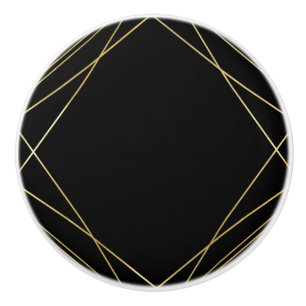 Gold & Schwarz Elegante moderne geometrische Glam  Keramikknauf