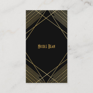 Gold & Schwarz Elegante moderne geometrische Glam Visitenkarte