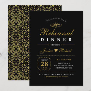 Gold & Schwarz Elegante Probe-Dinner-Einladung Einladung