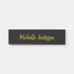 Gold & Schwarz Farb Modern Minimalist Name Türschild
