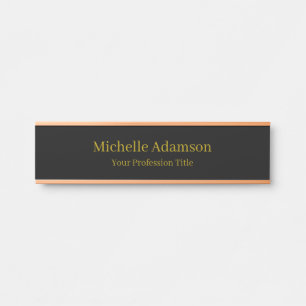 Gold & Schwarz Farbige Professionelle Schlichte Mo Türschild