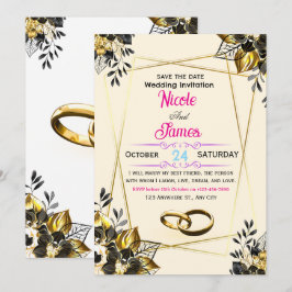 Gold Schwarz Floral Save The Date Hochzeitseinladu Einladung