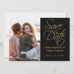 Gold & Schwarz Foto Save the Date Magnet