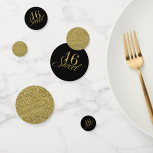 Gold & Schwarz Glitter Chic Trendy Sweet 16 Party Konfetti