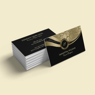 Gold-Schwarz-Kundenmonogramm Visitenkarte