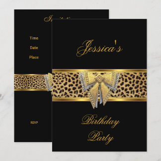 Gold Schwarz Leopard Bogen Elegant Klassisch Gebur Einladung