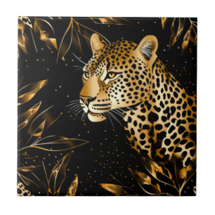 Gold Schwarz Leopard Gepard Küche Badezimmer Fliese