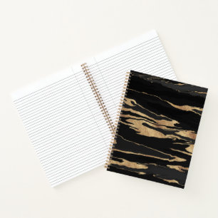 Gold-Schwarz-Marmor-Abstraktmalerei Notizbuch