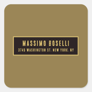 Gold & Schwarz Minimalist Modern Profi Quadratischer Aufkleber