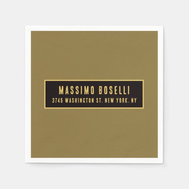 Gold & Schwarz minimalistischer professioneller mo Serviette (Vorderseite)