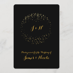 Gold & Schwarz Moderne Chic Glam Elegant Einladung