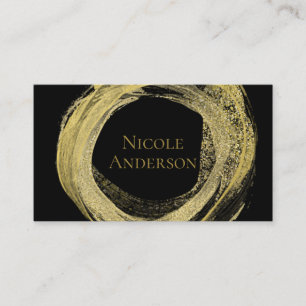 Gold & Schwarz Moderne Malpinsel Glam Chic Elegant Visitenkarte