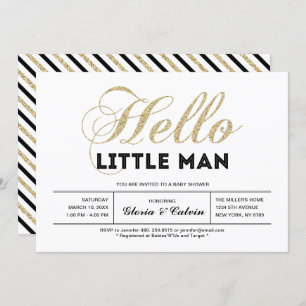 Gold, Schwarz   Moderne Typografie Kinderdusche Einladung