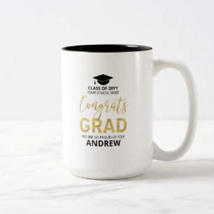 Gold & Schwarz   Modernes Geschenk zur Abschlussfe Zweifarbige Tasse