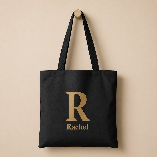 Gold/ Schwarz Modernes Minimal Monogramm Name (Von Creator hochgeladen)