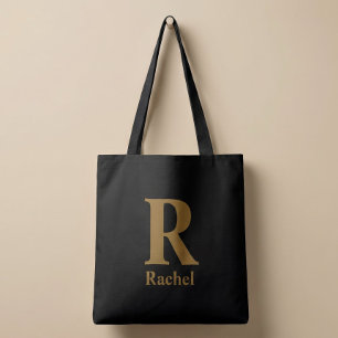 Gold/ Schwarz Modernes Minimal Monogramm Name