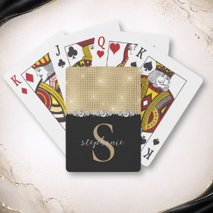 Gold Schwarz Monogramm Diamanten Elegante Luxus in Spielkarten