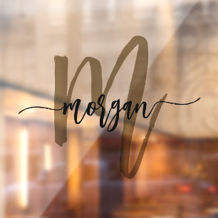 Gold Schwarz Monogramm Name Geschäft Unternehmen Fensteraufkleber