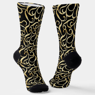 Gold-Schwarz-Ornamentmuster Socken