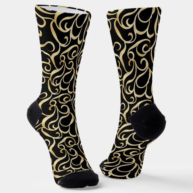Gold-Schwarz-Ornamentmuster Socken (Gewinkelt)